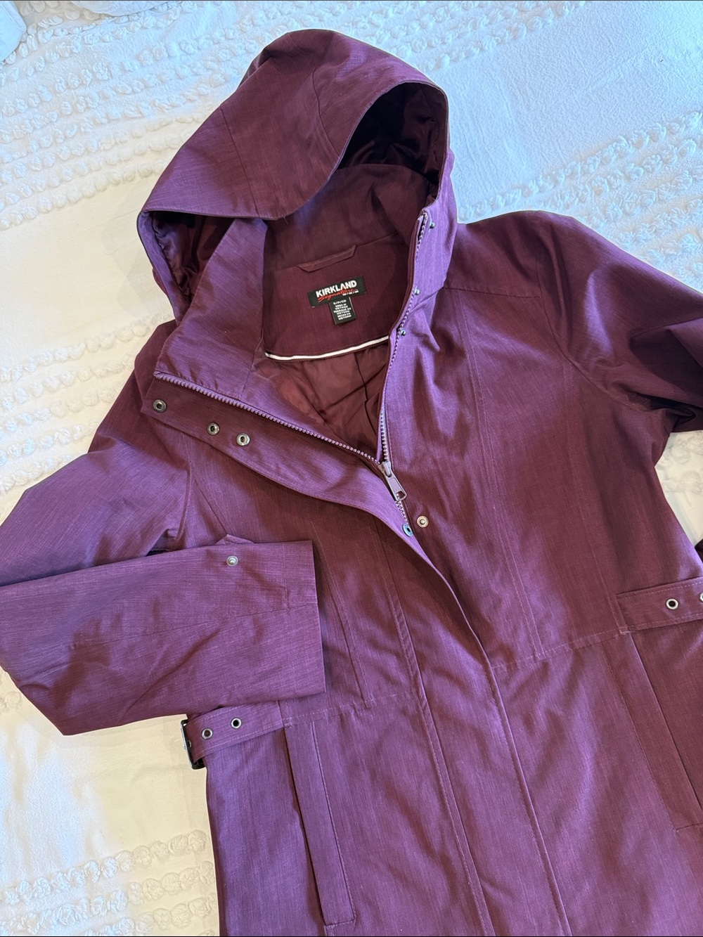 Kirkland Signature Women's Hooded Trench Coat in Plum
